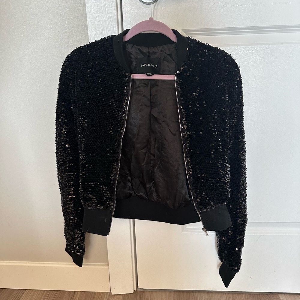Solemio Black Sequin Women's Jacket